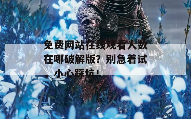 免费网站在线观看人数在哪破解版？别急着试，小心踩坑！