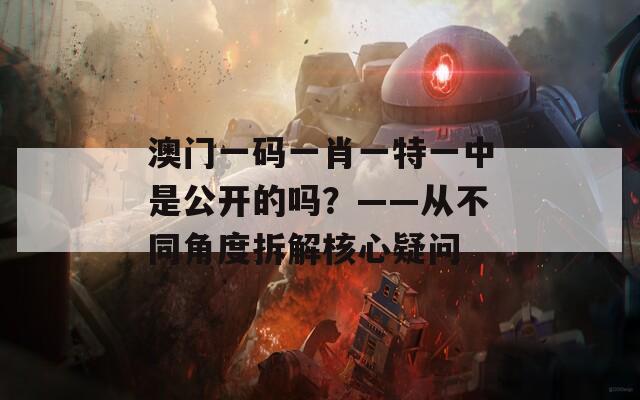 澳门一码一肖一特一中是公开的吗？——从不同角度拆解核心疑问