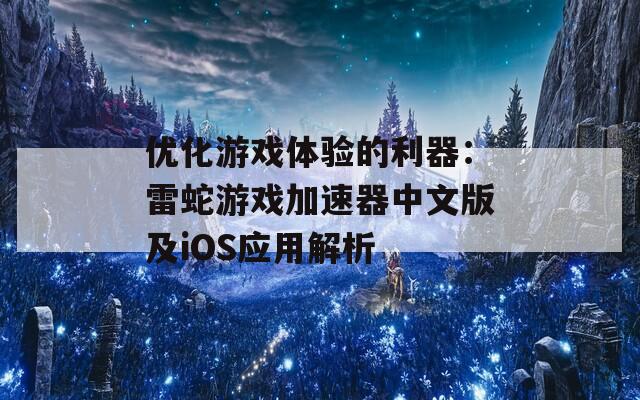 优化游戏体验的利器：雷蛇游戏加速器中文版及iOS应用解析