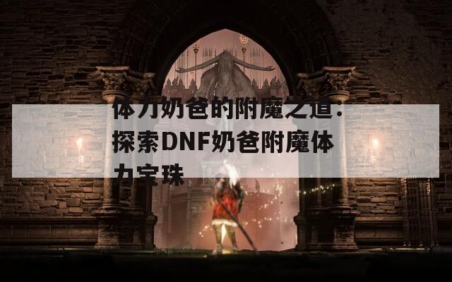 体力奶爸的附魔之道：探索DNF奶爸附魔体力宝珠